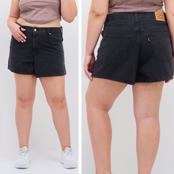 Levi's High Waisted Mom Shorts In Black Size 20W - Picture 1 of 8